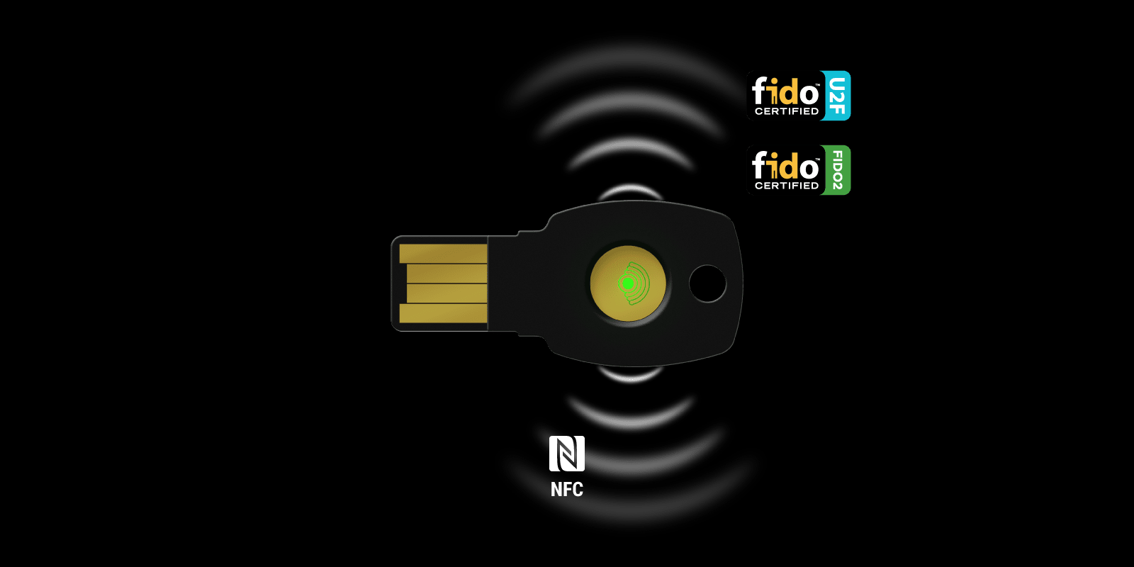 USB and NFC
Dual Interface FIDO Security Key, with both USB and NFC communications.